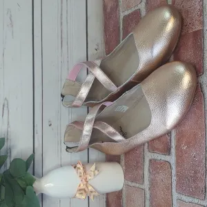 Mommy Monkey Feet size 40 Women's Rose Gold Leather Zip Back Ballet Flats 9.5