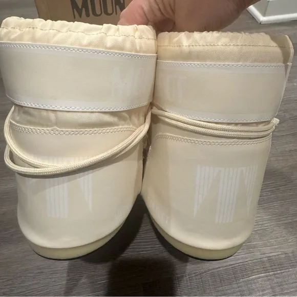 Moon Boots Icon Low Nylon Cream Logo Bootie Boots