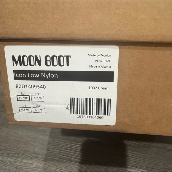 Moon Boots Icon Low Nylon Cream Logo Bootie Boots