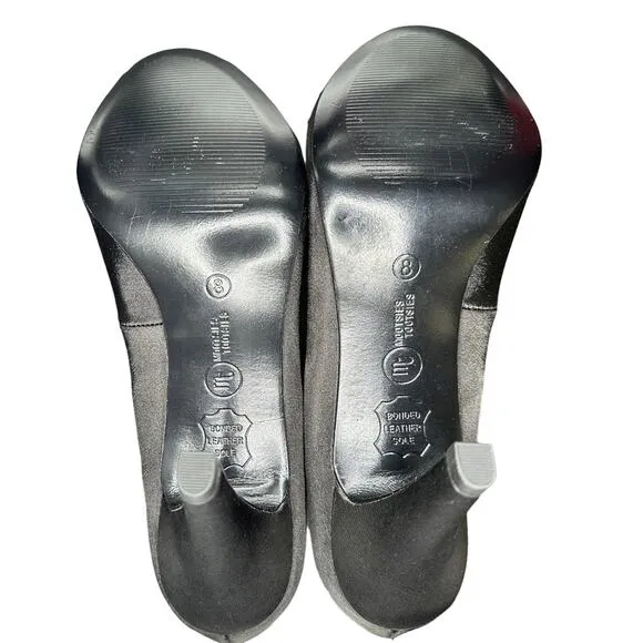 Mootsies Tootsies Women's Black Satin Peep Toe Pump Heel Shoes Size 8