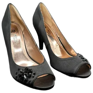 Mootsies Tootsies Women's Black Satin Peep Toe Pump Heel Shoes Size 8
