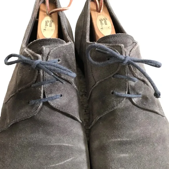 Morandi Italy Designer Mens 9.5 43.5EU Gray Suede Lace Tie loafers shoes