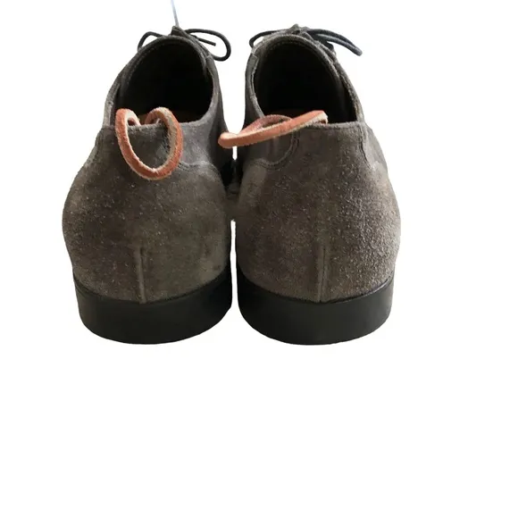 Morandi Italy Designer Mens 9.5 43.5EU Gray Suede Lace Tie loafers shoes