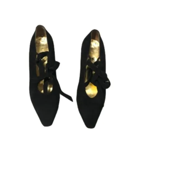 Moschino Balletcore Coquette Lace Up Suede Leather Heels Sz 37