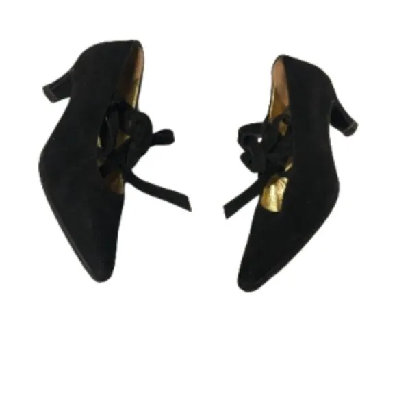 Moschino Balletcore Coquette Lace Up Suede Leather Heels Sz 37