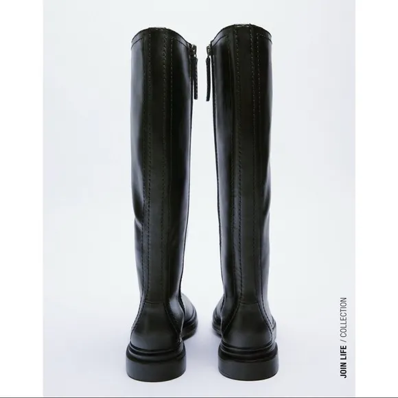 ⚡️MOVING SALE ⚡️ Zara low heel laced leather boots ⚡️MOVING SALE ⚡️