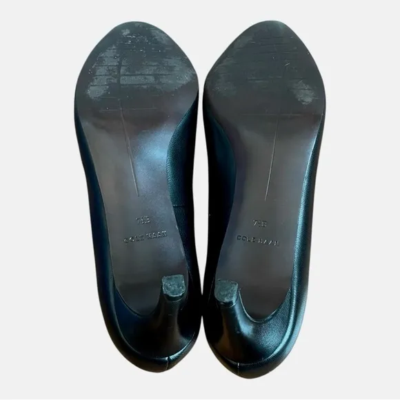 MSRP$270 Women Shoes COLE HAAN Helen Grand Black Leather Pumps Low Heels Shoes