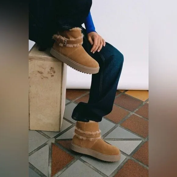 (N6) Zara style‎ UGG platform buckle boots, size 40/9 US