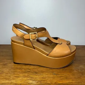 Naked Feet Size 9 • Bardii Brown Leather Platform Sandals.