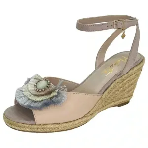 Nanette Lepore Queen Mauve Fringe Womens Wedge Sandals Size 8M