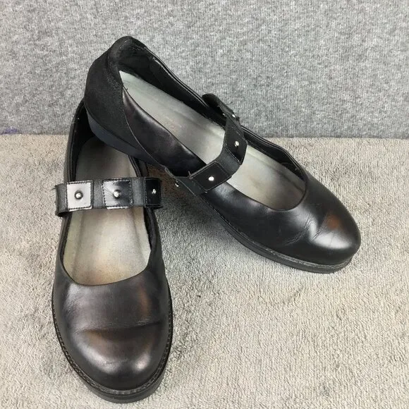 Naot Mary Jane Womens Honesty Black Leather Rhinestone Casual Shoes 10-10.5/41