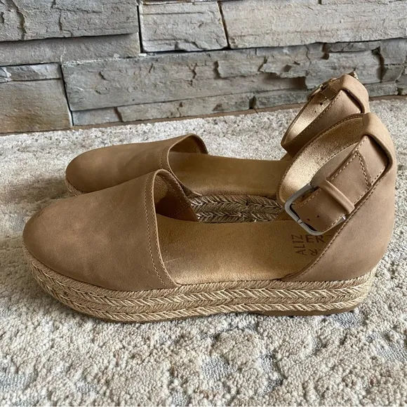 Naturalizer Waverly Espadrille Platform Wedge Sandals Ankle Strap Closed Toe:8.5