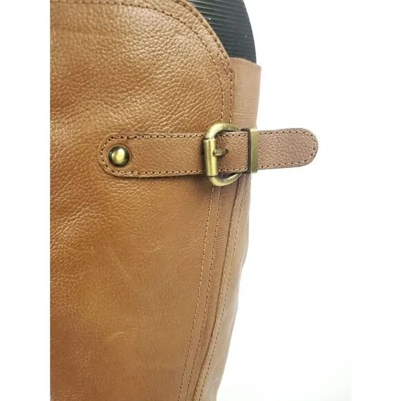 Naturalizer Brown leather low heel Boots w buckle top&amp;ankle sz 6M inside zipper