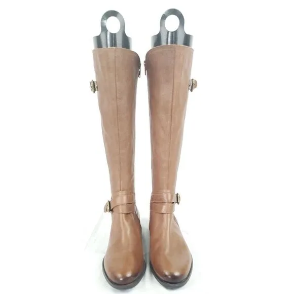 Naturalizer Brown leather low heel Boots w buckle top&amp;ankle sz 6M inside zipper