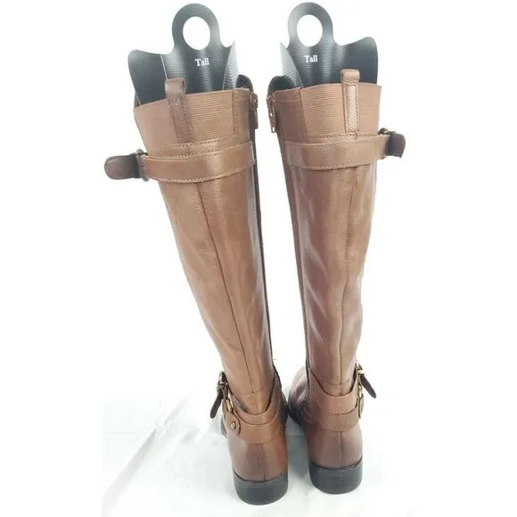 Naturalizer Brown leather low heel Boots w buckle top&amp;ankle sz 6M inside zipper
