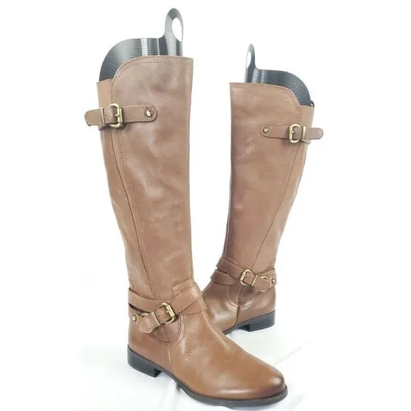 Naturalizer Brown leather low heel Boots w buckle top&amp;ankle sz 6M inside zipper