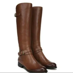 Naturalizer Brown leather low heel Boots w buckle top&amp;ankle sz 6M inside zipper