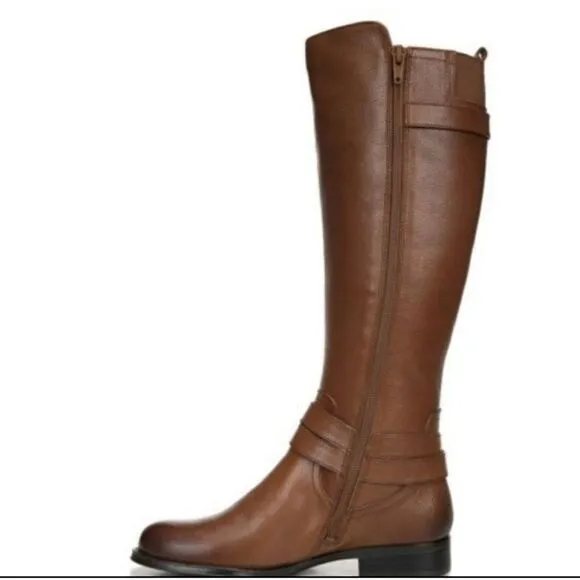 Naturalizer Brown leather low heel Boots w buckle top&amp;ankle sz 6M inside zipper