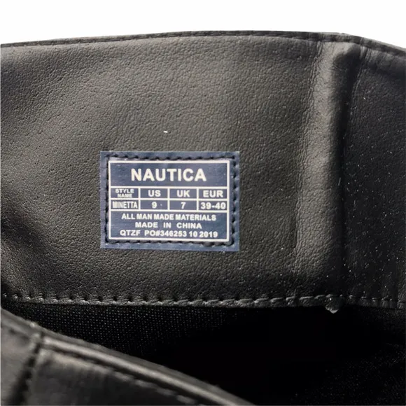 Nautica Womens Riding Boots Black Low Block Heel Knee High Zip Straps 9 M New