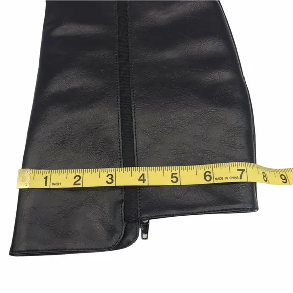 Nautica Womens Riding Boots Black Low Block Heel Knee High Zip Straps 9 M New