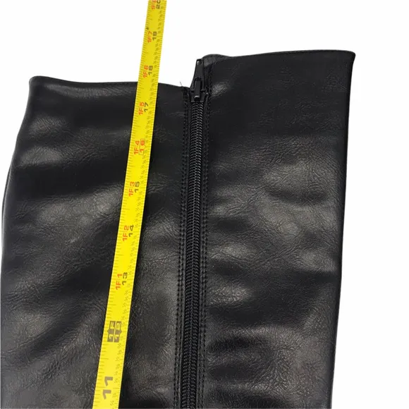Nautica Womens Riding Boots Black Low Block Heel Knee High Zip Straps 9 M New