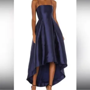 Navy blue Parker dress with high-low hem
