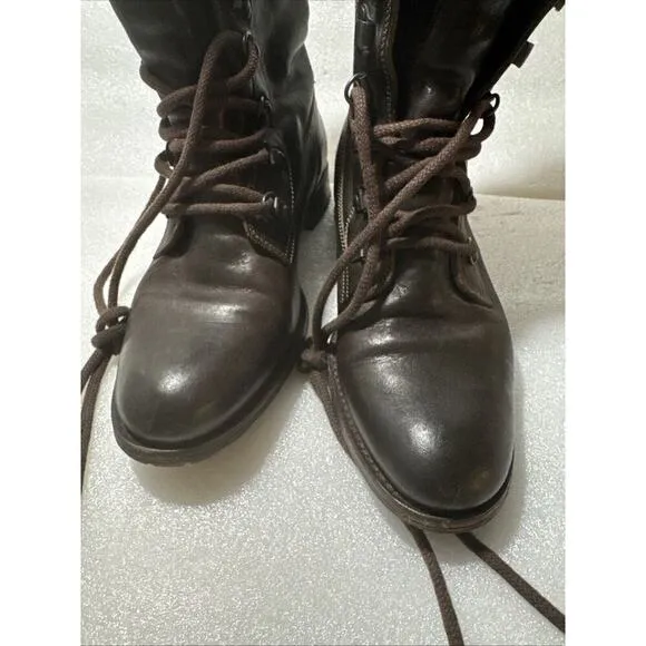 N.D.C 'WHITESTAR R' CUSNA BOOTIE BROWN LEATHER COMBAT BOOTS EU 38 US 8 Sherpa
