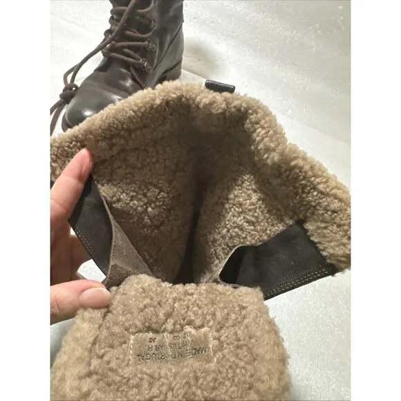 N.D.C 'WHITESTAR R' CUSNA BOOTIE BROWN LEATHER COMBAT BOOTS EU 38 US 8 Sherpa