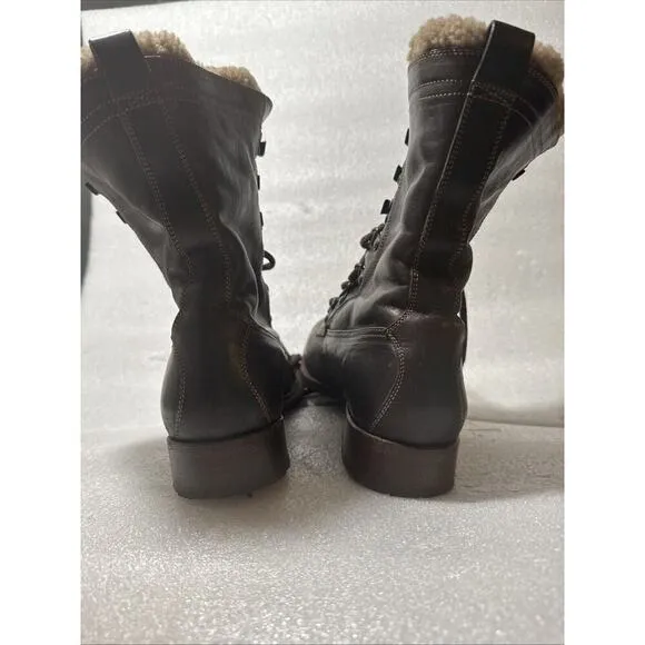 N.D.C 'WHITESTAR R' CUSNA BOOTIE BROWN LEATHER COMBAT BOOTS EU 38 US 8 Sherpa