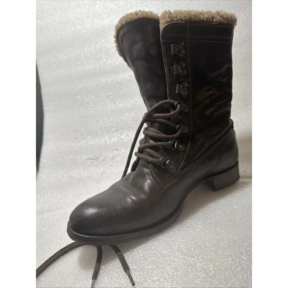 N.D.C 'WHITESTAR R' CUSNA BOOTIE BROWN LEATHER COMBAT BOOTS EU 38 US 8 Sherpa