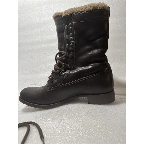 N.D.C 'WHITESTAR R' CUSNA BOOTIE BROWN LEATHER COMBAT BOOTS EU 38 US 8 Sherpa