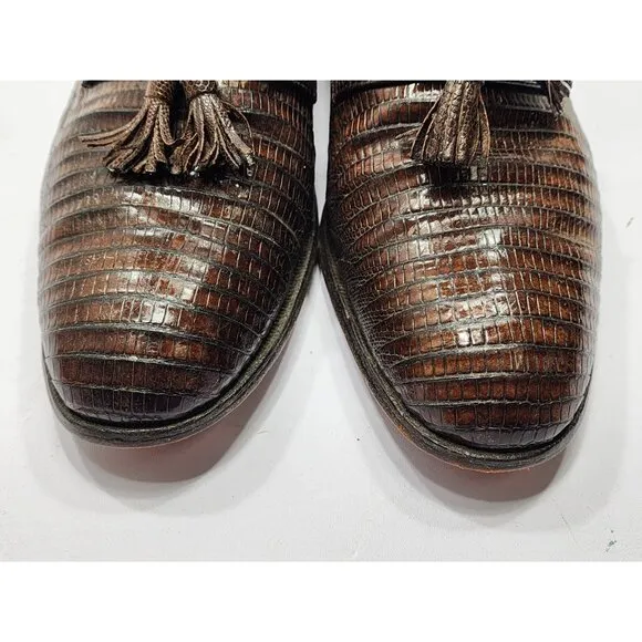 Nettleton Century II Brown Teju Lizard Leather Tassel Loafers Men’s 10.5D