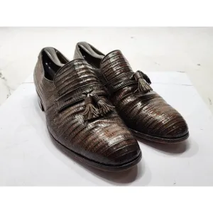 Nettleton Century II Brown Teju Lizard Leather Tassel Loafers Men’s 10.5D