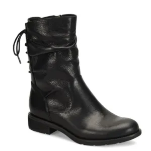 NEW $190 SOFFT Sharnell Black Leather Slouch Lace up low heel boots women sz 6