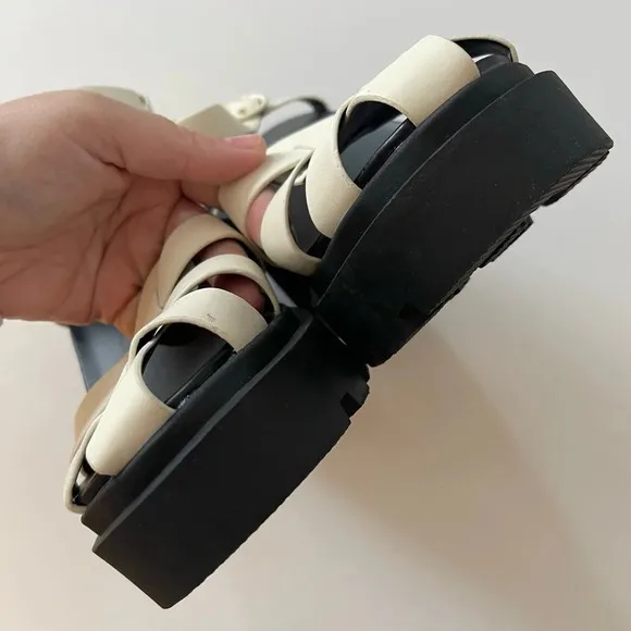 NEW Abound Marty Jelly Lug Platform Sandals Black White Size 9M