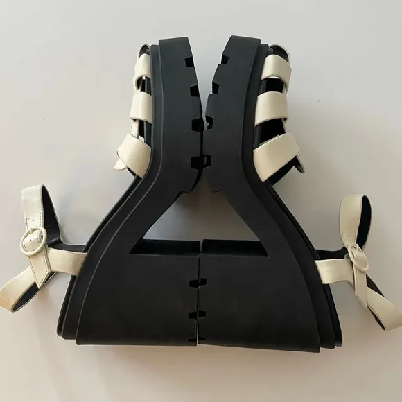 NEW Abound Marty Jelly Lug Platform Sandals Black White Size 9M