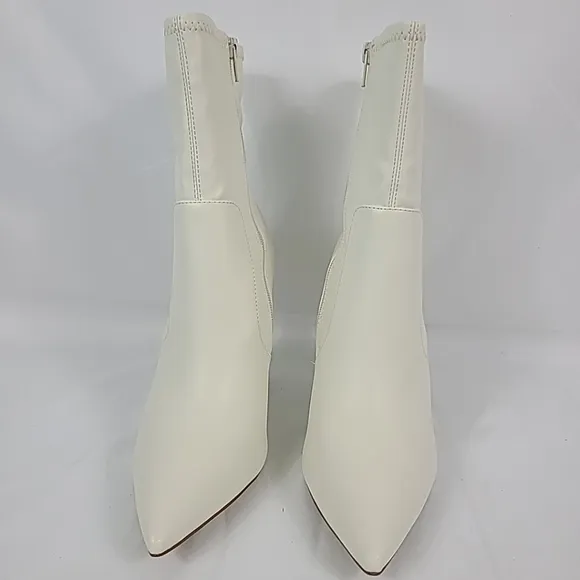 NEW ALDO Women's Dove Ivory Heeled BootS Stiletto Faux Leather Pointed Toe Sz 9