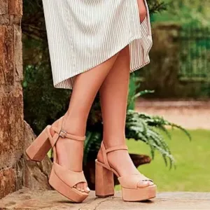NEW Antonio Melani Bonny Suede Platform Block Heel Sandals in Dk Sierra …