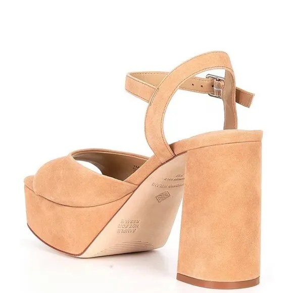 NEW Antonio Melani Bonny Suede Platform Block Heel Sandals in Dk Sierra …