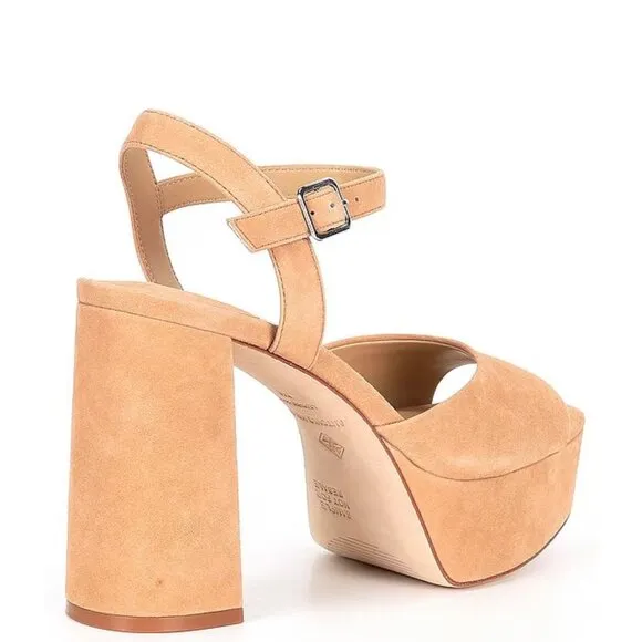 NEW Antonio Melani Bonny Suede Platform Block Heel Sandals in Dk Sierra …