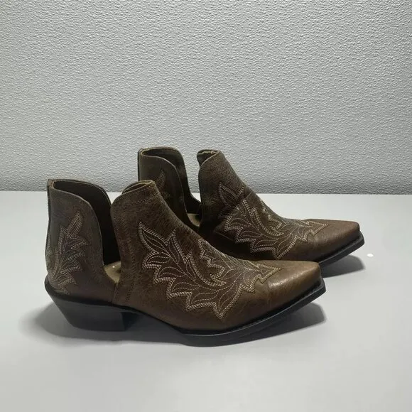 NEW ARIAT Dixon Low Heel Rhino Tan Print Womens Size 9 Slip On Leather Stitch