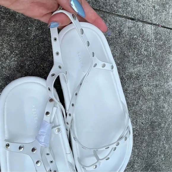 NEW Azalea wang white platform strappy sandals