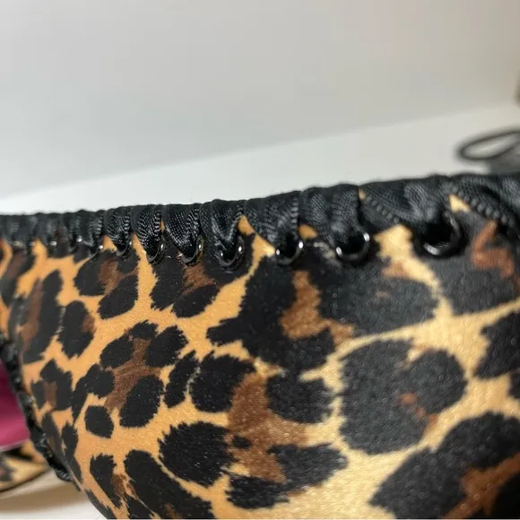 New Betsy Johnson Leopard Peep Toe Satin High Heel Pump Women's Shoes Size 10