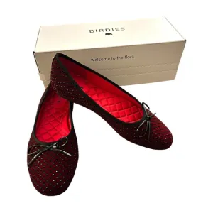 NEW Birdies Size US 6 Songbird Red Velvet Black Crystal Ballet Flats w/ Box