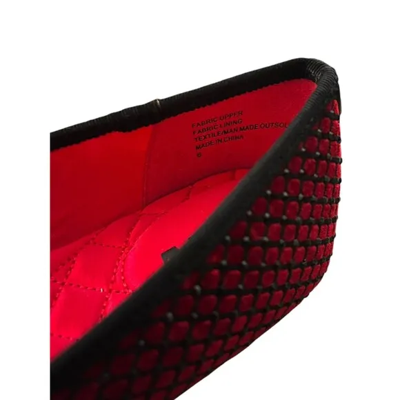 NEW Birdies Size US 6 Songbird Red Velvet Black Crystal Ballet Flats w/ Box