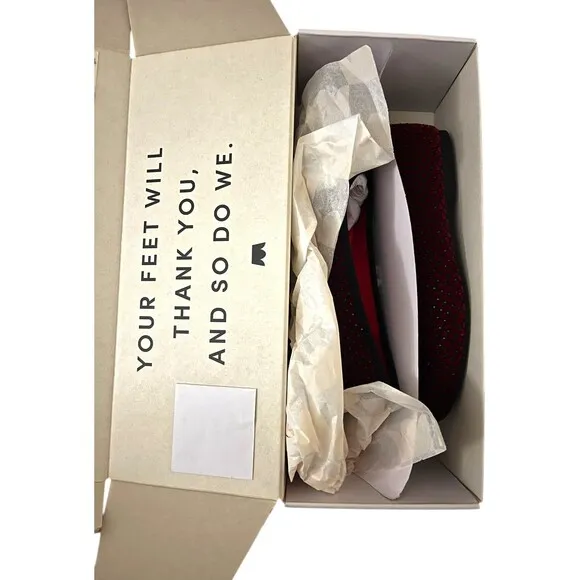 NEW Birdies Size US 6 Songbird Red Velvet Black Crystal Ballet Flats w/ Box