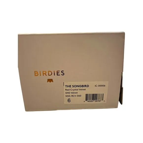 NEW Birdies Size US 6 Songbird Red Velvet Black Crystal Ballet Flats w/ Box