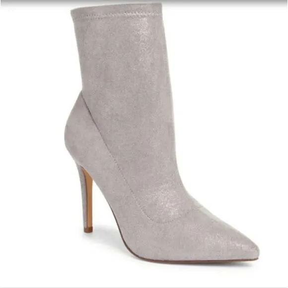New BP. Braylee Pointed Toe Bootie gray sparkle metallic silver boots size 5