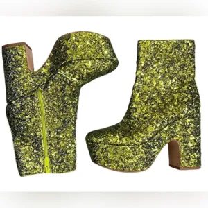 NEW Circus By Sam Edelman Ilana Bright Jade Sequin Platform Heel Boots Size 8.5