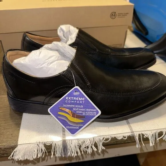 NEW CLARKS Men's Dress Shoes Whiddon‎ Step Black Leather Size 9.5 M